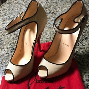 Christian Louboutin Natural Melita Canvas Heels